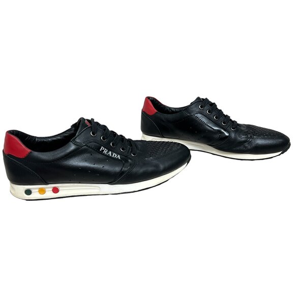 Prada women's leather lace up sneakers size 44 Italy 11 US - Picture 1 of 14